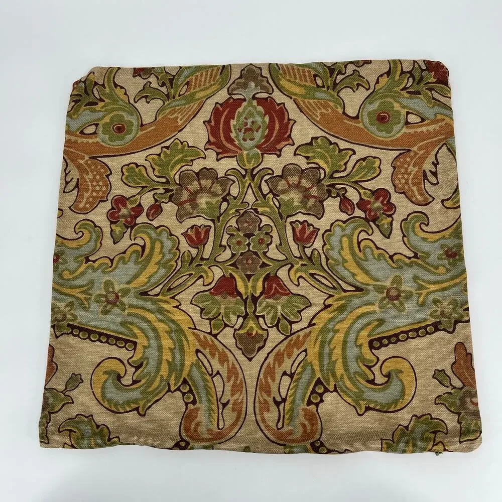 Pottery Barn Simone Paisley Linen Cotton Pillow Covers 20x20 Square Floral Zip 2